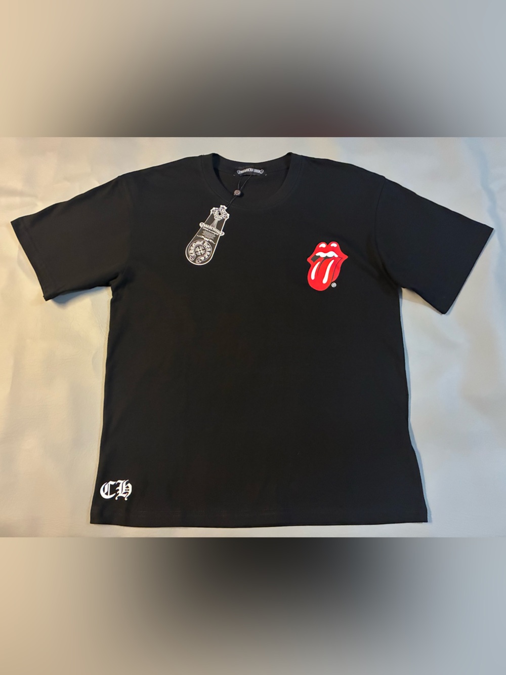 Kids Black Graphic Tee with Red Tongue Accent